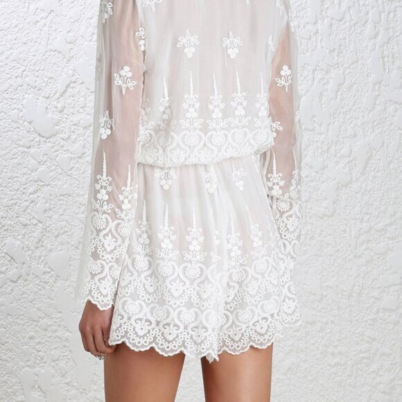 As seen on Beyonce! Zimmermann Lucia Silk Embroidered Romper Ivory S0 b53E - Picture 10 of 13